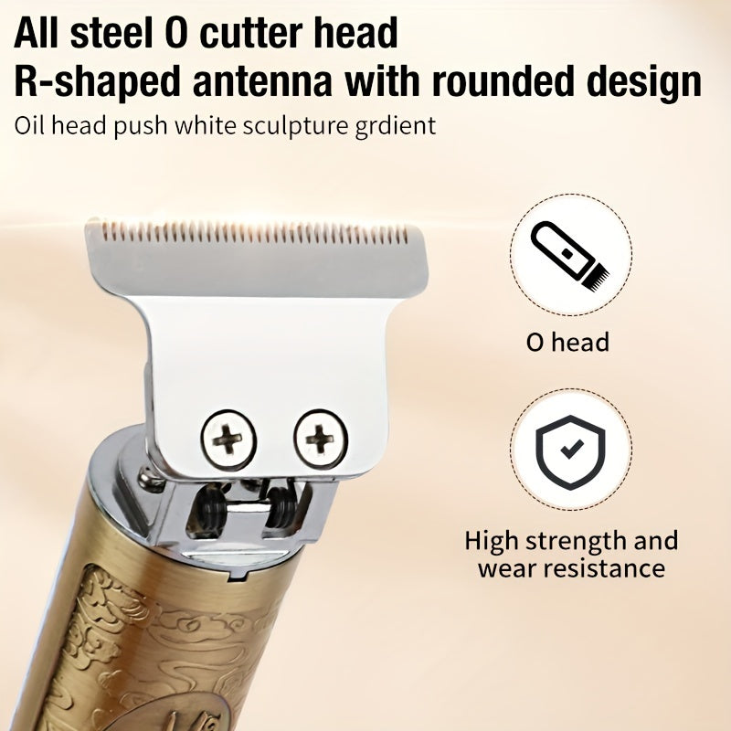 Kit de Cortador de Cabelo e Barba Sem Fio YAIAWISU para Homens - Dourado, Recarregável por USB com Display LCD, Lâmina T Precisa, Inclui Pentes Guia & Acessórios, Bateria de 600mAh, Aparador de Cabelo Recarregável