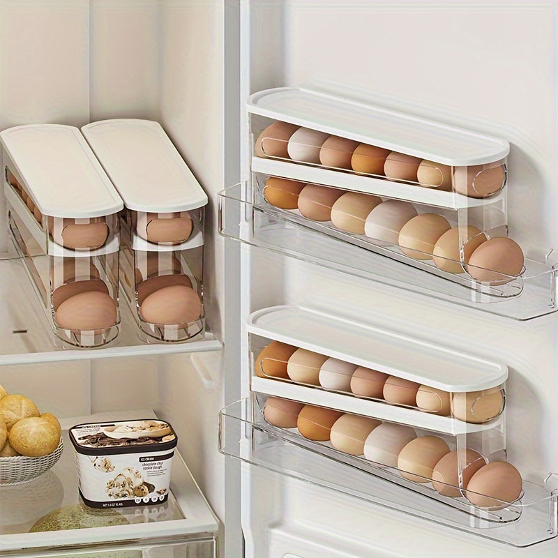 Boîte de rangement d'œufs à double couche – Réfrigérateur à roulement automatique