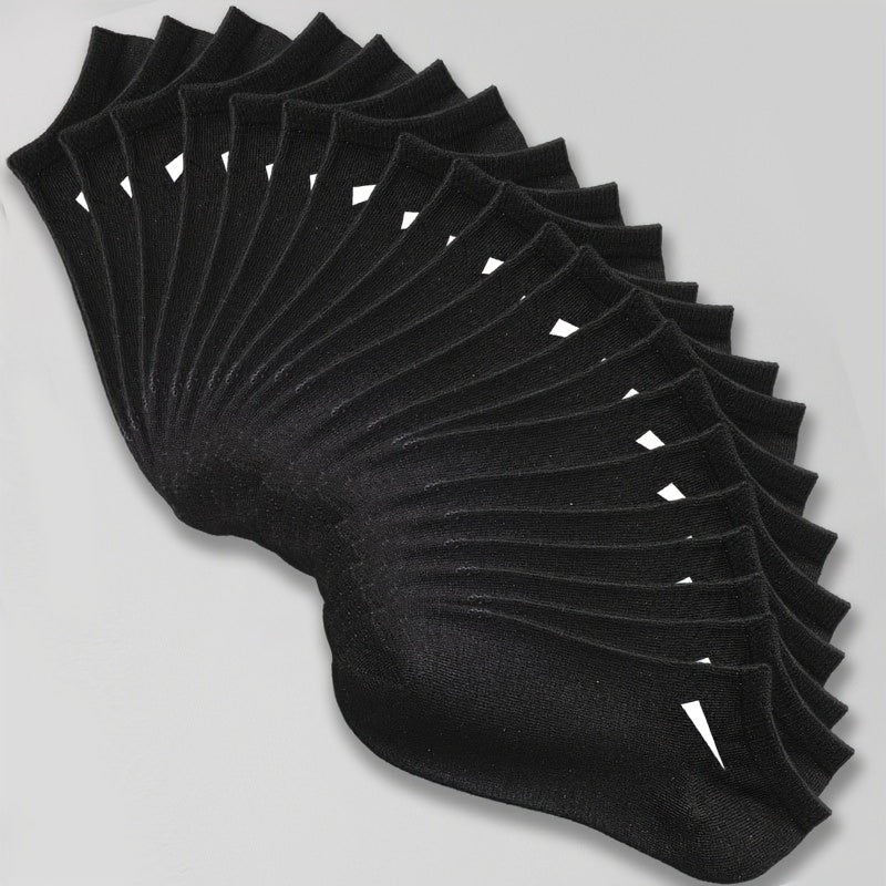10/20 pares de meias masculinas respiráveis - mistura confortável de poliéster e spandex, design sólido, malha leve, ideal para uso casual, meias diárias | estilo minimalista | tecido durável, design simples, material macio, vida ativa
