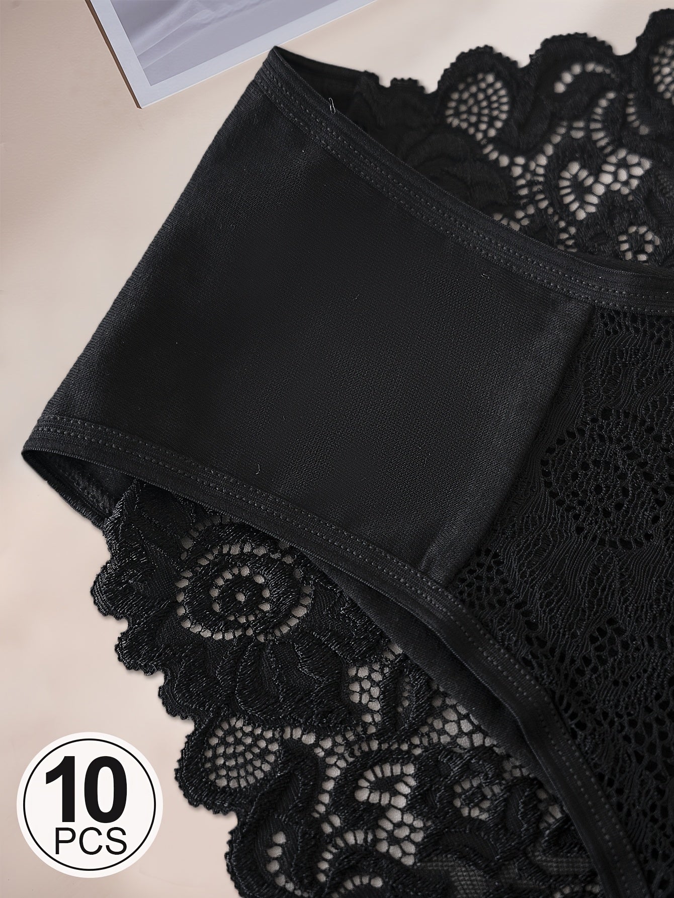 10peças Cuecas de Renda Floral para Mulheres - Confortáveis Cuecas de Cintura Média com Acabamento de Renda Contrastante, Cuecas Macias para Uso Diário e Intimista, Roupa Íntima | Cuecas com Padrão Floral | Triângulo de Renda Delicado