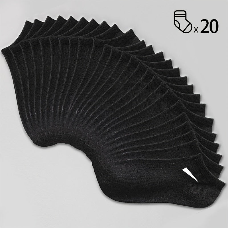 10/20 pares de meias masculinas respiráveis - mistura confortável de poliéster e spandex, design sólido, malha leve, ideal para uso casual, meias diárias | estilo minimalista | tecido durável, design simples, material macio, vida ativa