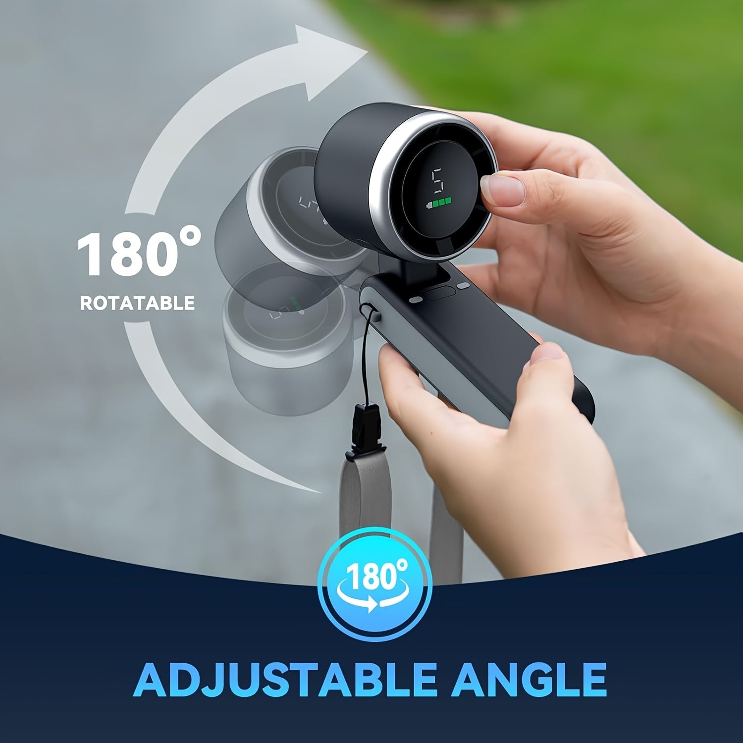 Ventilador Portátil Dobrável de Mão - Recarregável por USB, Ultra-Silencioso com Ajuste de 5 Velocidades, Bateria de 3600mAh (Tempo de Uso de 10 Horas) para Escritório, Quarto, Dormitório, Viagem ao Ar Livre