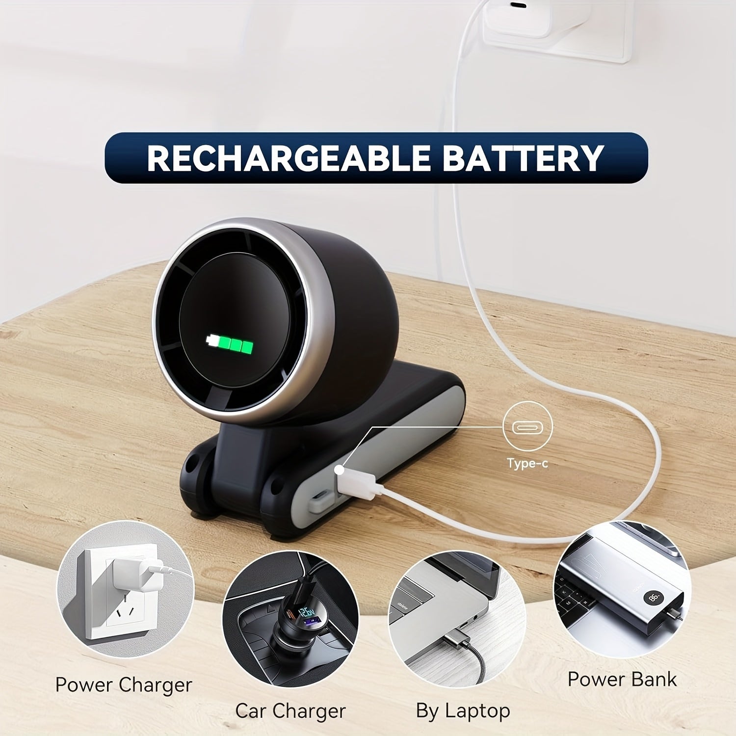 Ventilador Portátil Dobrável de Mão - Recarregável por USB, Ultra-Silencioso com Ajuste de 5 Velocidades, Bateria de 3600mAh (Tempo de Uso de 10 Horas) para Escritório, Quarto, Dormitório, Viagem ao Ar Livre