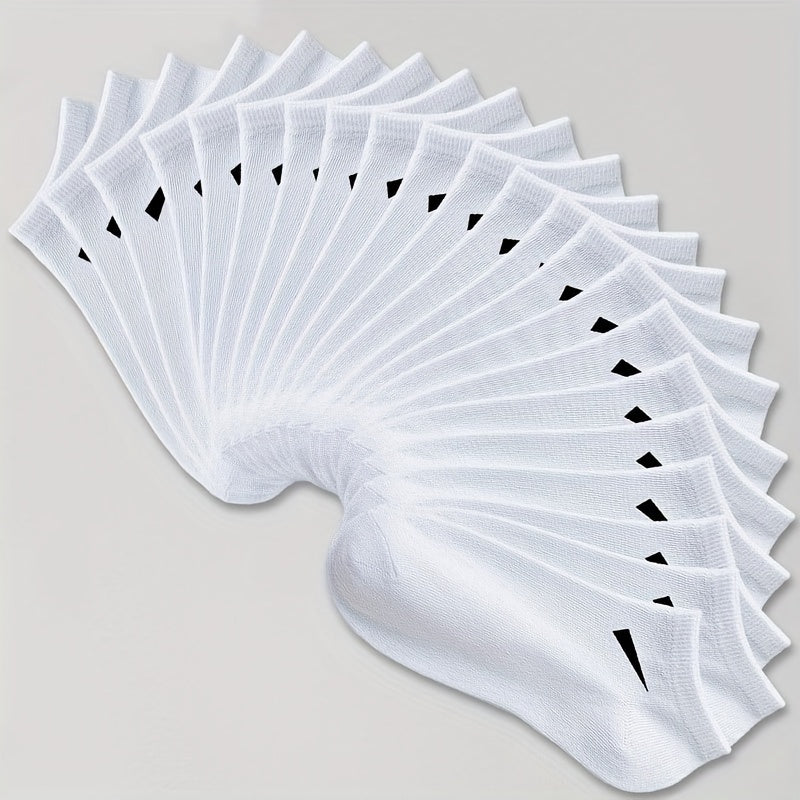 10/20 pares de meias masculinas respiráveis - mistura confortável de poliéster e spandex, design sólido, malha leve, ideal para uso casual, meias diárias | estilo minimalista | tecido durável, design simples, material macio, vida ativa