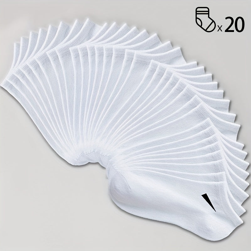 10/20 pares de meias masculinas respiráveis - mistura confortável de poliéster e spandex, design sólido, malha leve, ideal para uso casual, meias diárias | estilo minimalista | tecido durável, design simples, material macio, vida ativa
