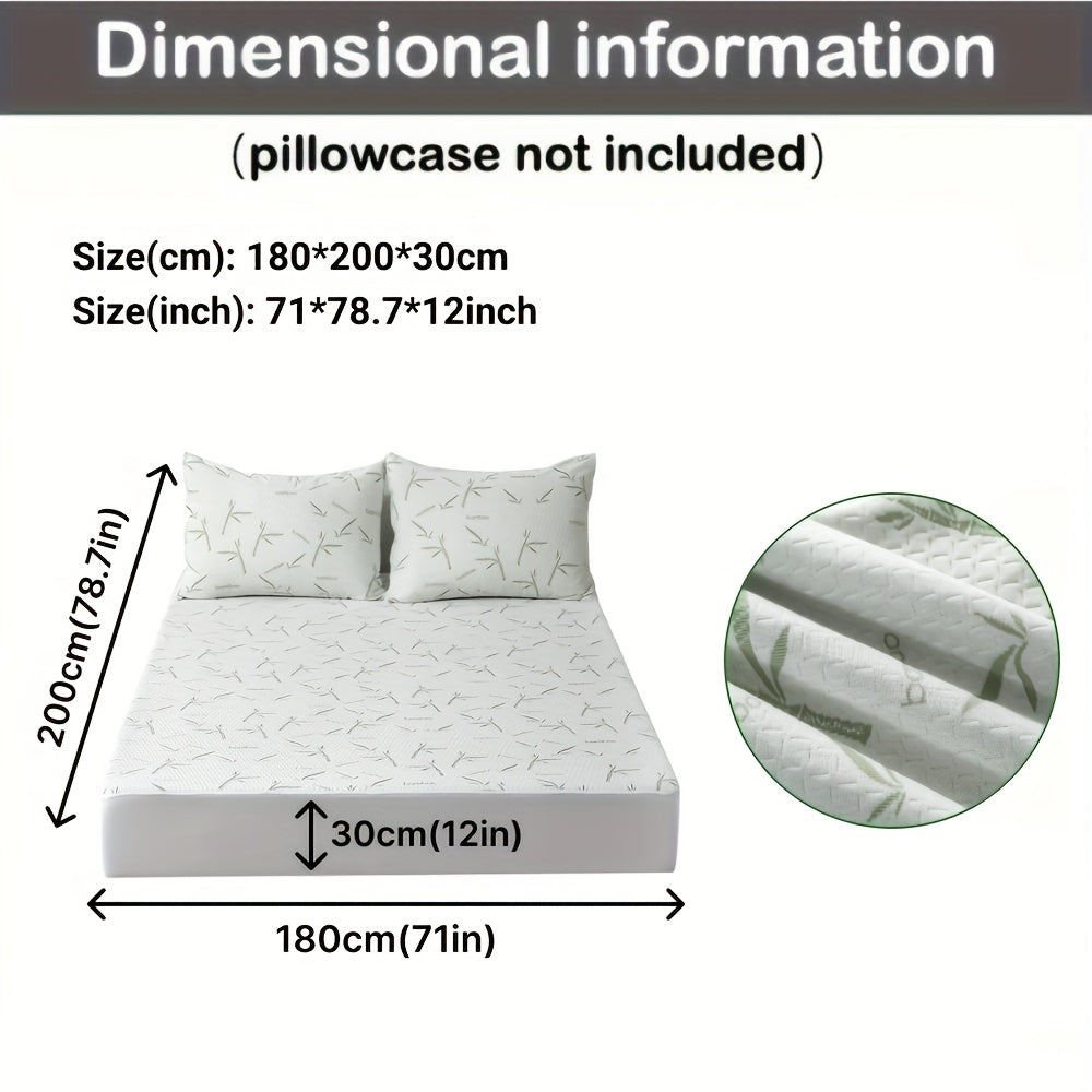 1peça 100% Protetor de colchão de fibra de bambu 250gsm - Capa de cama respirável e refrescante com camada de ar 3D, verde, enchimento de poliuretano lavável à máquina para alívio de pressão e regulação de temperatura, melhoria da confortabilidade da cama
