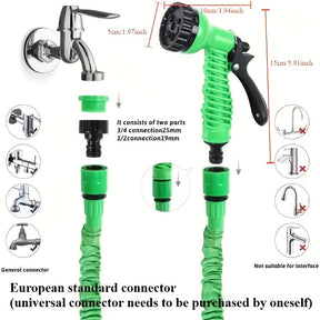 1 conjunto de mangueira de jardim de alta pressão com bico pulverizador - Mangueira de água de PVC resistente para lavagem de carros, irrigação de relva e limpeza, opções de comprimento de 7,62 metros/15,24 metros/30,48 metros (7 padrões de pulverização)
