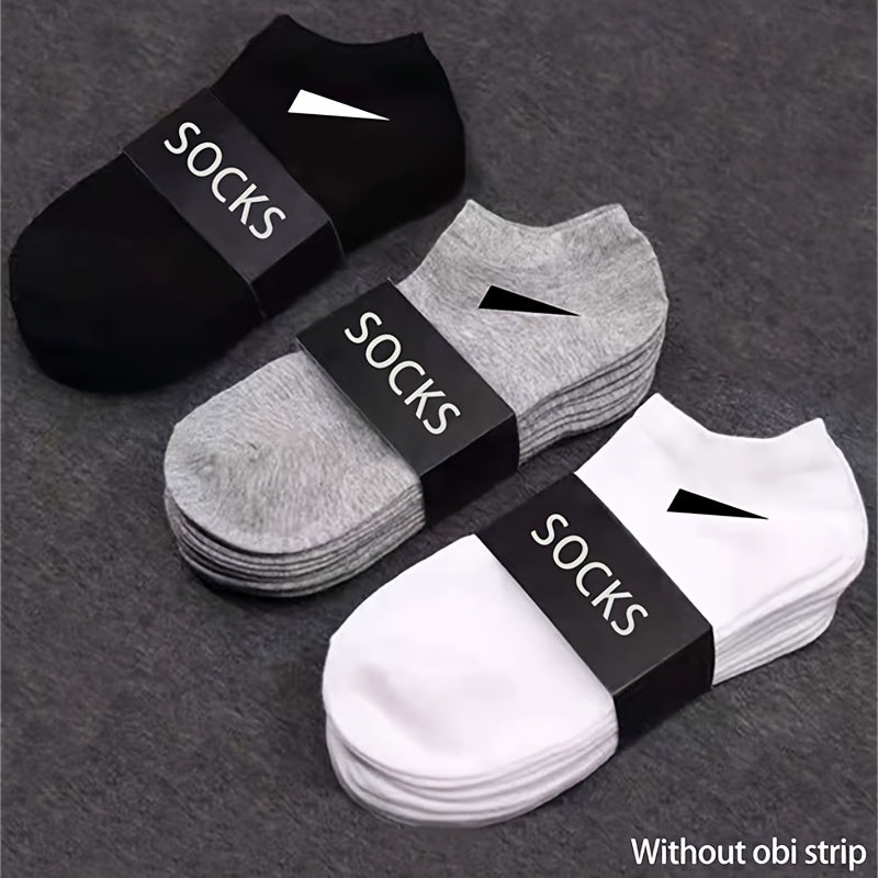 10/20 pares de meias masculinas respiráveis - mistura confortável de poliéster e spandex, design sólido, malha leve, ideal para uso casual, meias diárias | estilo minimalista | tecido durável, design simples, material macio, vida ativa