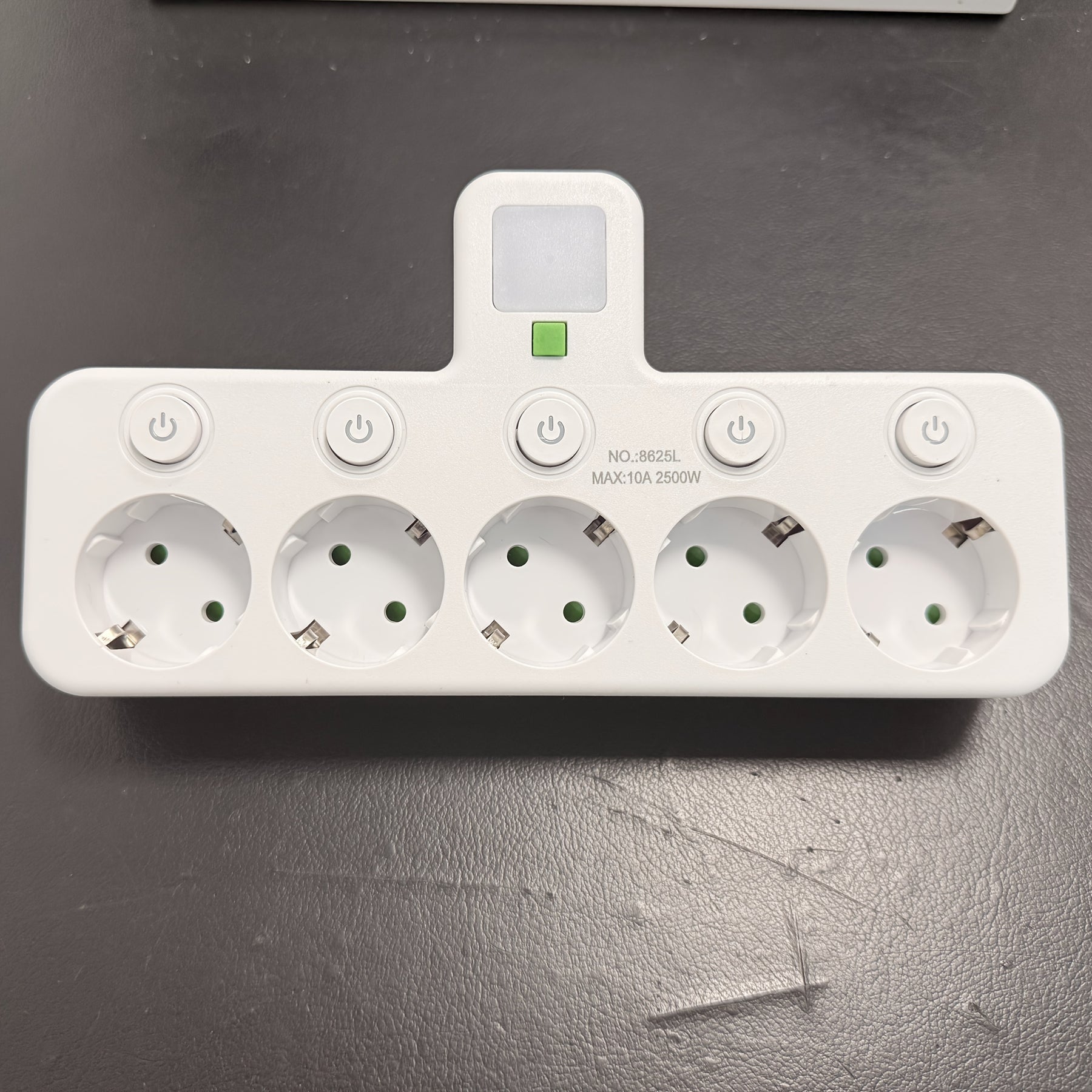 Conversor de tomada EU Plug com 5 saídas, tomada de parede multiporta com interruptor independente e adaptador de luz noturna pequena