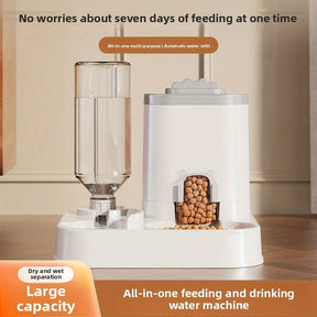 Dispensador de Água Automático para Gatos e Cães com Bacia de Alimentação Integrada - Capacidade de 1-10L, Sem Necessidade de Pilhas, Design Moderno Branco para Limpeza Fácil e Hidratação - Solução Durável para Hidratação de Animais de Estimação, Alimenta