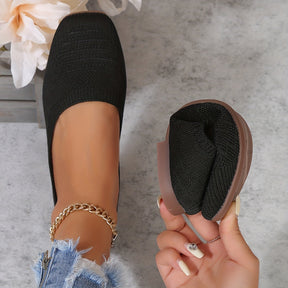 Élégance Noire - Ballerines Tissu Tissé Confort