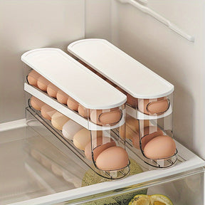 Boîte de rangement d'œufs à double couche – Réfrigérateur à roulement automatique