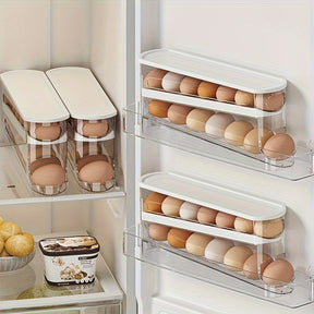 Boîte de rangement d'œufs à double couche – Réfrigérateur à roulement automatique