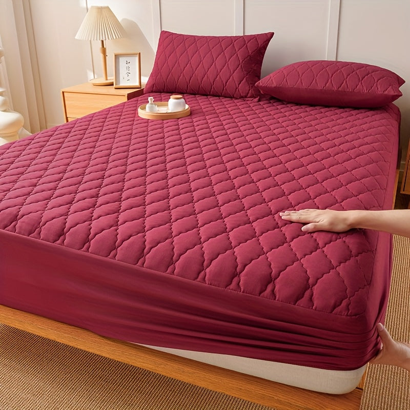1 Protetor de Colchão Luxuoso e Confortável Impermeável - Lençol Ajustável em Camadas, Capa Completa para Cama Cor Sólida - Ideal para Quartos e Hotéis, Beliches e Casas de Estudantes, Bege Claro Respirável Lavável na Máquina (Capa Não Incluída)