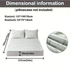 1peça 100% Protetor de colchão de fibra de bambu 250gsm - Capa de cama respirável e refrescante com camada de ar 3D, verde, enchimento de poliuretano lavável à máquina para alívio de pressão e regulação de temperatura, melhoria da confortabilidade da cama
