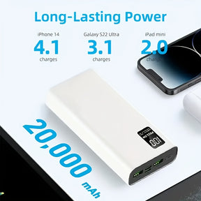 Carregador portátil BYGP, 22.5W 10000/20000mAh USB C Power In/Out Carregamento rápido, PD 3.0+QC 4.0 Display LED Pacote de bateria de telefone compatível com for iphone 15/14/13/12 Pro, para for samsung S21, Google/para for ipad Tablet, etc