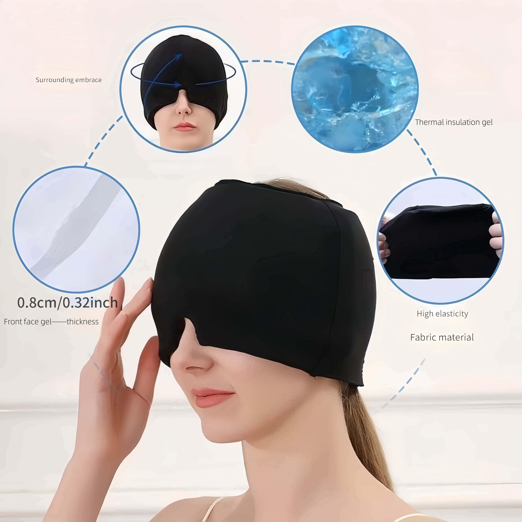 Bonnet de Gel Thérapeutique – Soulagement Froid pour Migraines &amp; Sinus