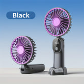 Mini Ventilador USB Portátil com 6 Velocidades e Display Digital - Ventilador Portátil Dobrável 3 em 1 para Viagem, Praia e Uso ao Ar Livre - Bateria de Lítio Recarregável, Essenciais de Viagem | Estética Moderna | Design Compacto, Ventiladores Portáteis