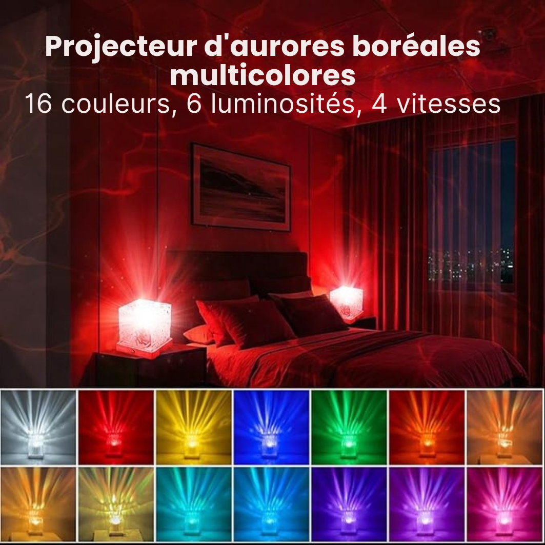 LumaCube Cristal 3D – 16 couleurs avec projection aurora