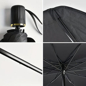 Sombra compacta de rolagem para janela frontal - Isolamento térmico e proteção UV, Acessório de interior automotivo fácil de usar, Material UPF50+, Ajusta-se a quase todos os veículos, Cortina de proteção solar | Design elegante de guarda-chuva preto | Tr