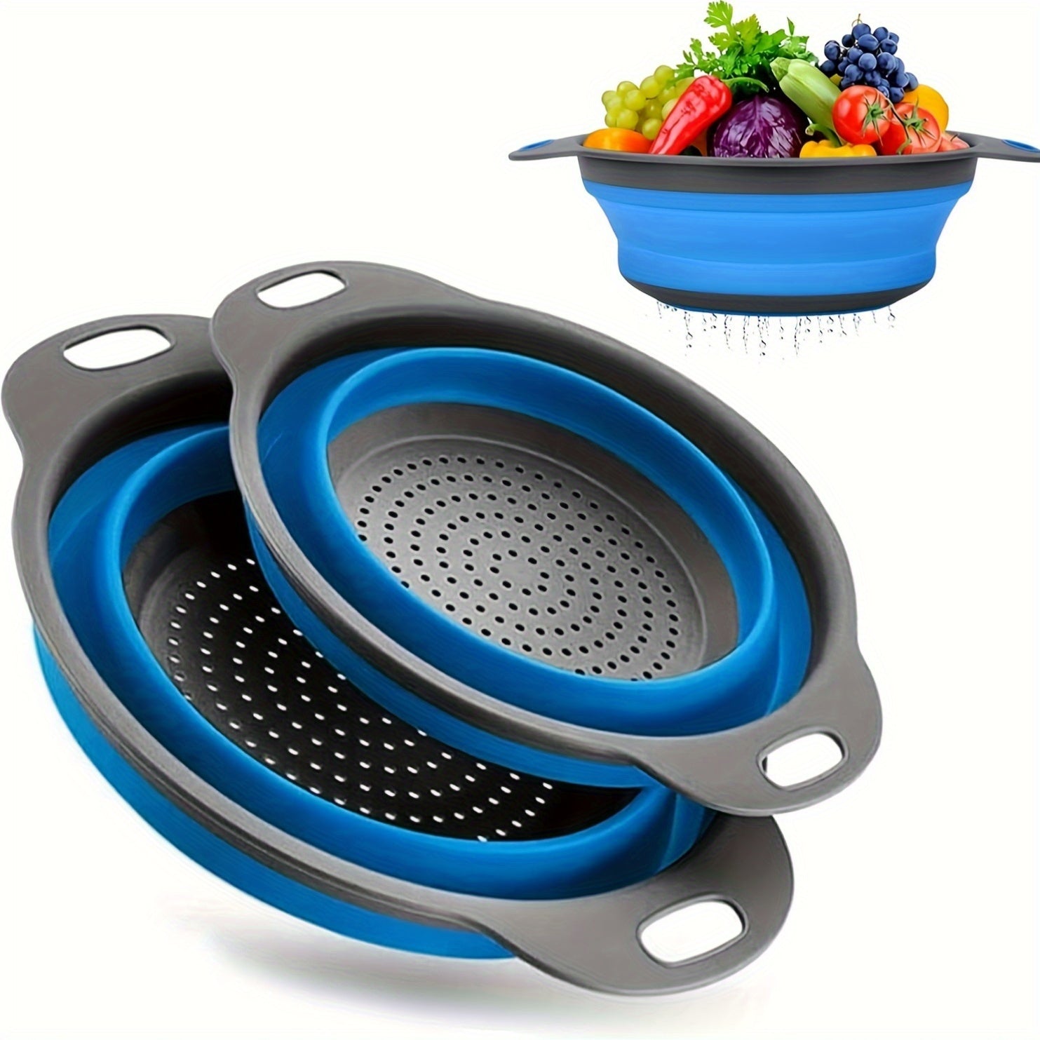 Panier Égouttoir Pliable en Silicone – Lavage et Égouttage de Fruits & Légumes
