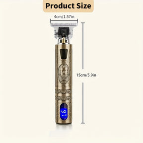 Kit de Cortador de Cabelo e Barba Sem Fio YAIAWISU para Homens - Dourado, Recarregável por USB com Display LCD, Lâmina T Precisa, Inclui Pentes Guia & Acessórios, Bateria de 600mAh, Aparador de Cabelo Recarregável