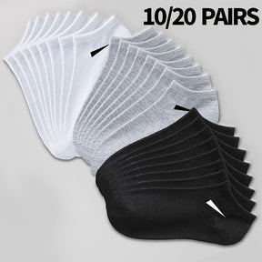 10/20 pares de meias masculinas respiráveis - mistura confortável de poliéster e spandex, design sólido, malha leve, ideal para uso casual, meias diárias | estilo minimalista | tecido durável, design simples, material macio, vida ativa