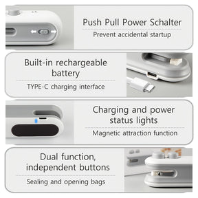 1pc Selador de Sacos de Embalagem de Lanches com Bateria Recarregável USB Magnética Incorporada, Mini Selador Portátil para Piquenique e Viagem, Máquina de Selagem de Plástico Manual, Ferramenta Mágica de Fecho de Sacos, Sacos de Batatas Fritas, Sacos de