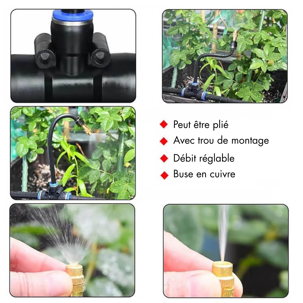 Dripi - Kit d'irrigation goutte à goutte avec tuyau flexible 360°