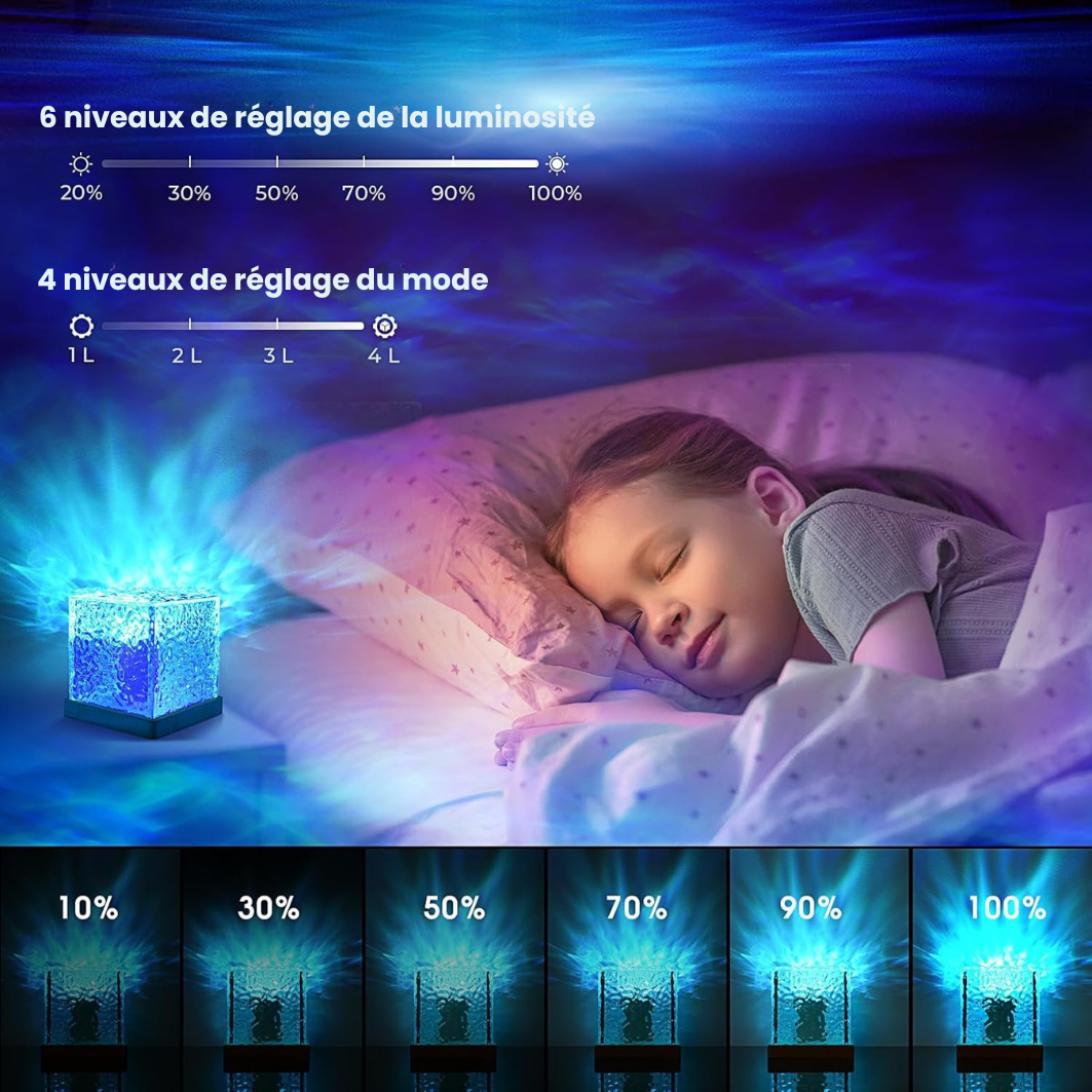 LumaCube Cristal 3D – 16 couleurs avec projection aurora