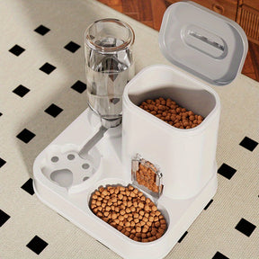 Dispensador de Água Automático para Gatos e Cães com Bacia de Alimentação Integrada - Capacidade de 1-10L, Sem Necessidade de Pilhas, Design Moderno Branco para Limpeza Fácil e Hidratação - Solução Durável para Hidratação de Animais de Estimação, Alimenta