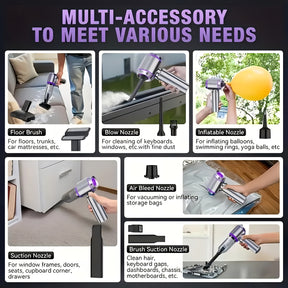 Mini Aspirateur 3-en-1 Sans Fil – Gonflage, Aspiration &amp; Soufflage