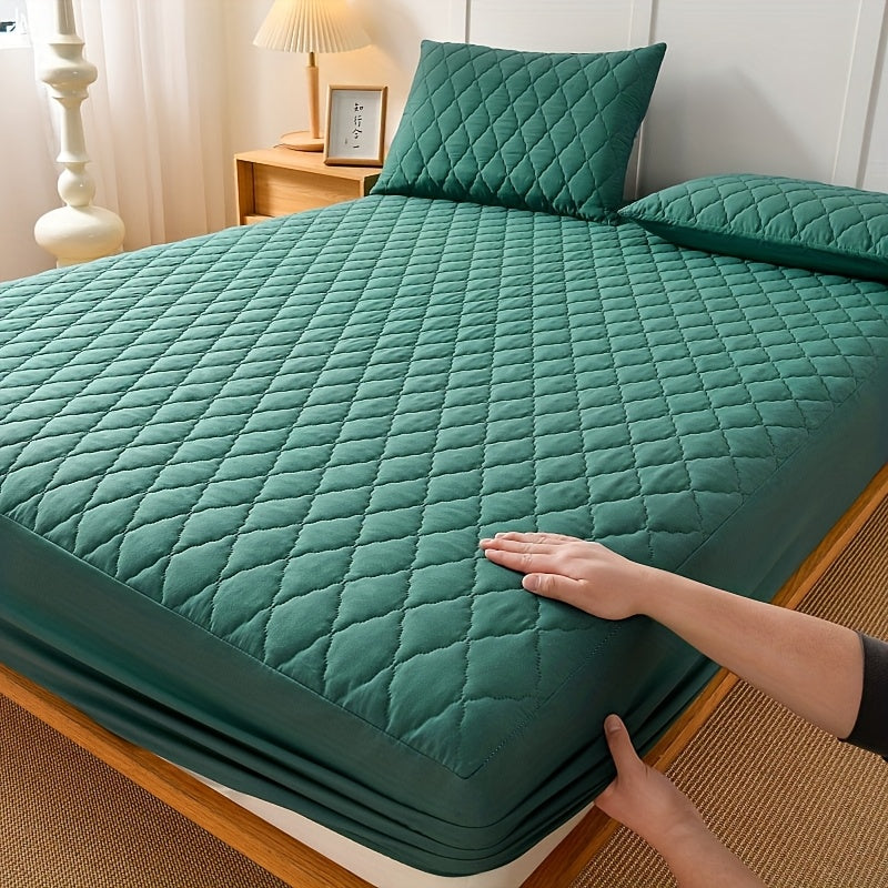 1 Protetor de Colchão Luxuoso e Confortável Impermeável - Lençol Ajustável em Camadas, Capa Completa para Cama Cor Sólida - Ideal para Quartos e Hotéis, Beliches e Casas de Estudantes, Bege Claro Respirável Lavável na Máquina (Capa Não Incluída)