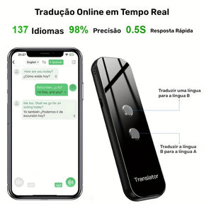 Tradutor de Línguas Inteligente Portátil com BT para Viagens, Aprendizado e Negócios - 1 unidade