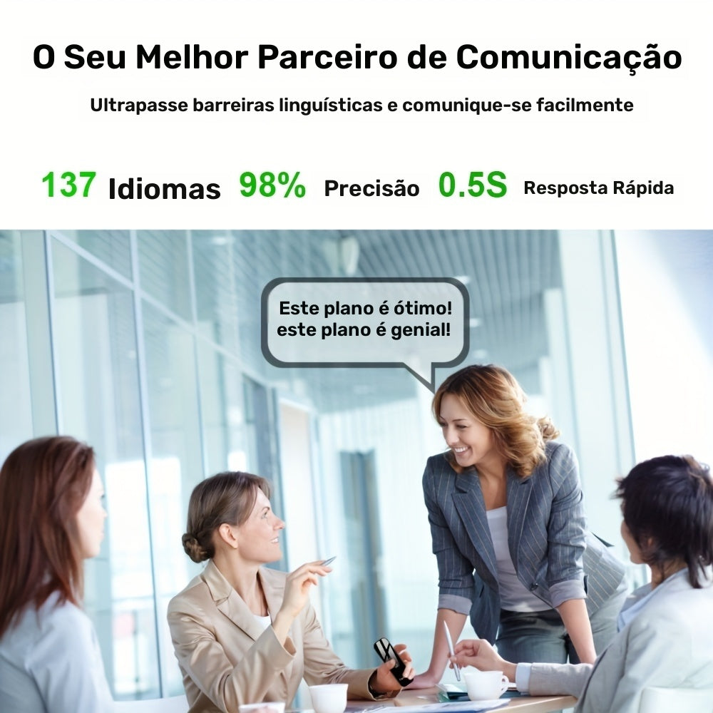 Tradutor de Línguas Inteligente Portátil com BT para Viagens, Aprendizado e Negócios - 1 unidade