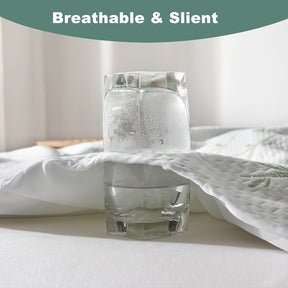 1peça 100% Protetor de colchão de fibra de bambu 250gsm - Capa de cama respirável e refrescante com camada de ar 3D, verde, enchimento de poliuretano lavável à máquina para alívio de pressão e regulação de temperatura, melhoria da confortabilidade da cama