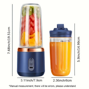 Presse-agrumes Multifonction Portable – Double Tasse, Rechargeable USB, 6 Lames Inox