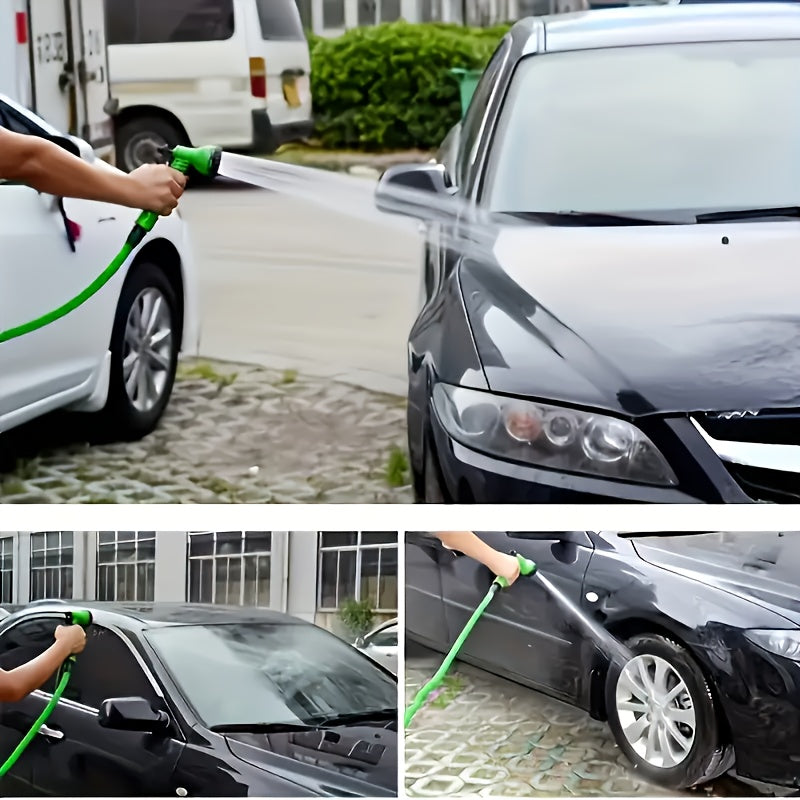 1 conjunto de mangueira de jardim de alta pressão com bico pulverizador - Mangueira de água de PVC resistente para lavagem de carros, irrigação de relva e limpeza, opções de comprimento de 7,62 metros/15,24 metros/30,48 metros (7 padrões de pulverização)
