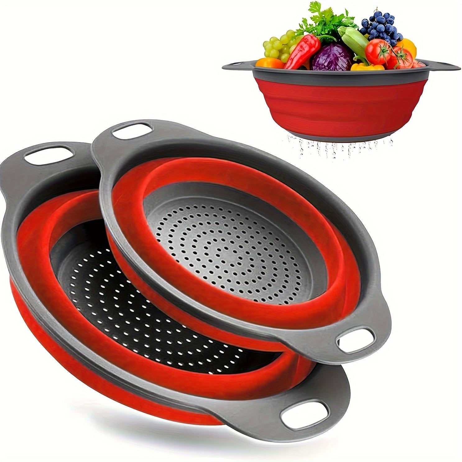 Panier Égouttoir Pliable en Silicone – Lavage et Égouttage de Fruits & Légumes