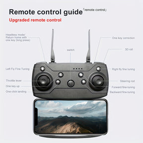 O Drone E99 Possui Duas Câmeras, Suporte Wi-Fi, Controlo por Aplicação e Posicionamento por Fluxo Óptico com Manutenção de Altitude, O que o Torna Perfeito para Iniciantes. Tem Carregamento USB, Opções para Duas ou Três Baterias e é um Quadricóptero Remot