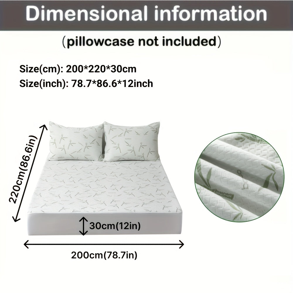1peça 100% Protetor de colchão de fibra de bambu 250gsm - Capa de cama respirável e refrescante com camada de ar 3D, verde, enchimento de poliuretano lavável à máquina para alívio de pressão e regulação de temperatura, melhoria da confortabilidade da cama