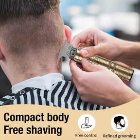 Kit de Cortador de Cabelo e Barba Sem Fio YAIAWISU para Homens - Dourado, Recarregável por USB com Display LCD, Lâmina T Precisa, Inclui Pentes Guia & Acessórios, Bateria de 600mAh, Aparador de Cabelo Recarregável