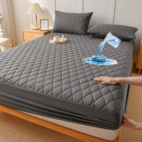 1 Protetor de Colchão Luxuoso e Confortável Impermeável - Lençol Ajustável em Camadas, Capa Completa para Cama Cor Sólida - Ideal para Quartos e Hotéis, Beliches e Casas de Estudantes, Bege Claro Respirável Lavável na Máquina (Capa Não Incluída)