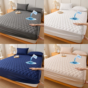 1 Protetor de Colchão Luxuoso e Confortável Impermeável - Lençol Ajustável em Camadas, Capa Completa para Cama Cor Sólida - Ideal para Quartos e Hotéis, Beliches e Casas de Estudantes, Bege Claro Respirável Lavável na Máquina (Capa Não Incluída)