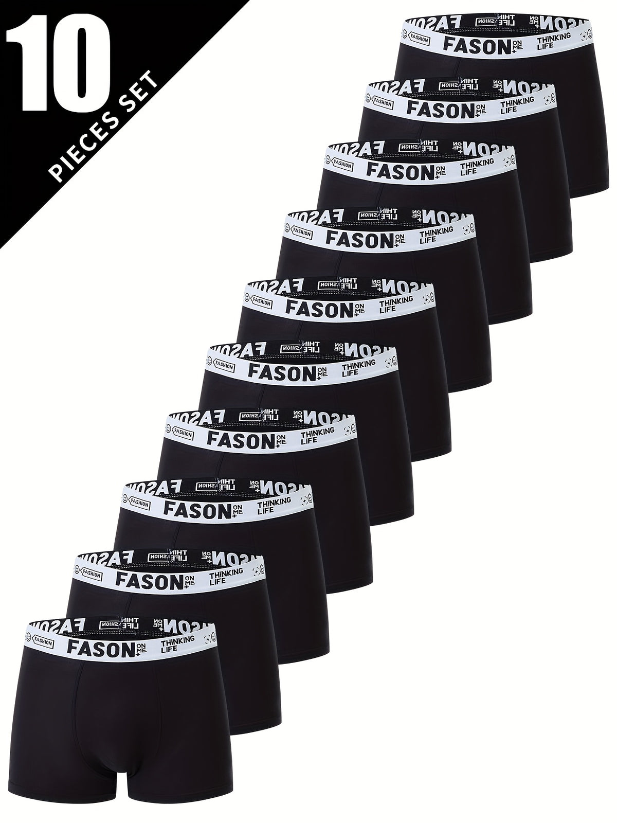 Lot de 10 boxers décontractés respirants et confortables pour homme