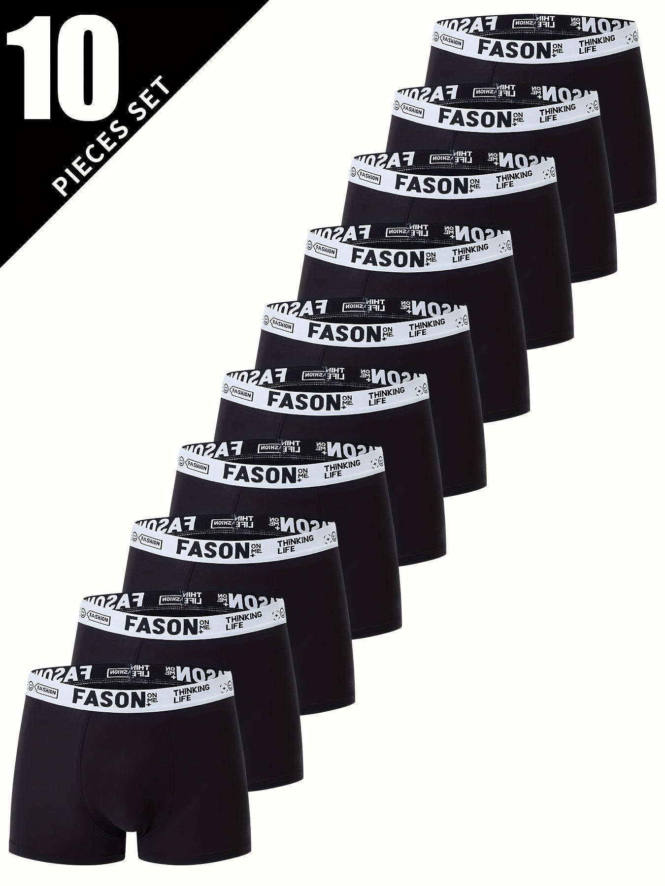 Lot de 10 boxers décontractés respirants et confortables pour homme
