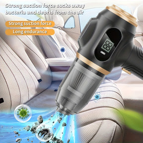 Aspirador de mão de sucção super, função de ecrã digital, aspirador portátil de alta eficiência, soplador, sucção e sopro, equipado com vários utensílios para fendas, adequado para limpeza doméstica, aspiração de pó de chão, limpeza interior de automóveis
