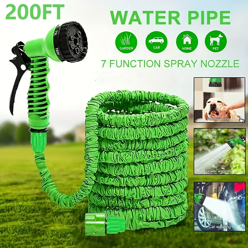 1 conjunto de mangueira de jardim de alta pressão com bico pulverizador - Mangueira de água de PVC resistente para lavagem de carros, irrigação de relva e limpeza, opções de comprimento de 7,62 metros/15,24 metros/30,48 metros (7 padrões de pulverização)