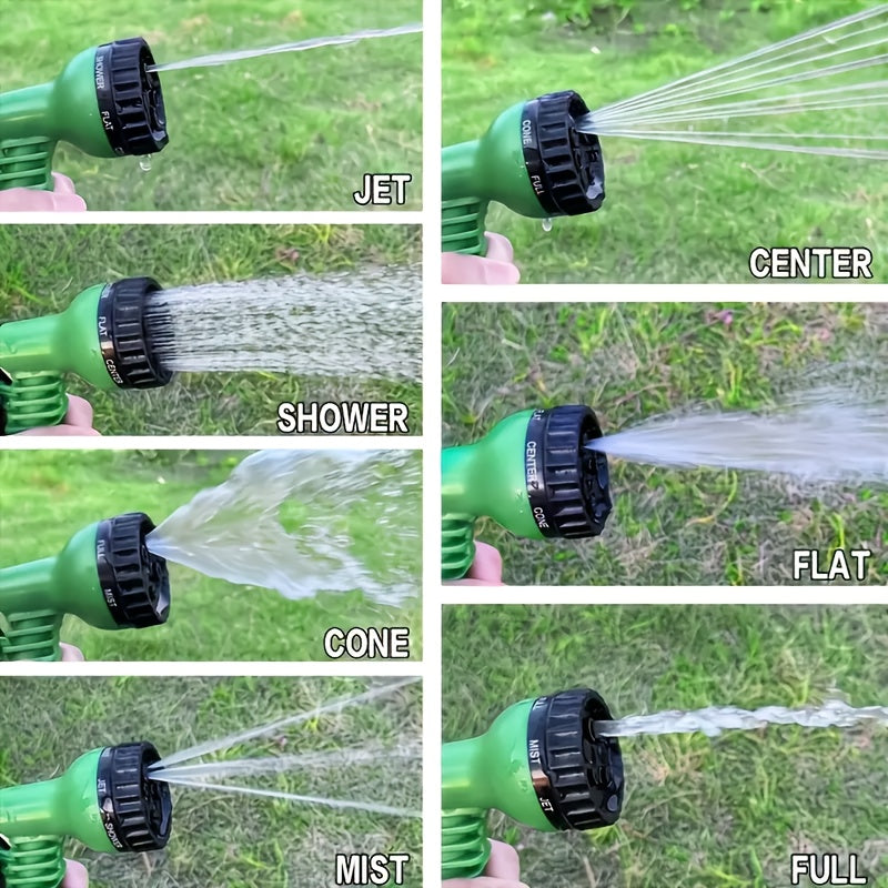 1 conjunto de mangueira de jardim de alta pressão com bico pulverizador - Mangueira de água de PVC resistente para lavagem de carros, irrigação de relva e limpeza, opções de comprimento de 7,62 metros/15,24 metros/30,48 metros (7 padrões de pulverização)