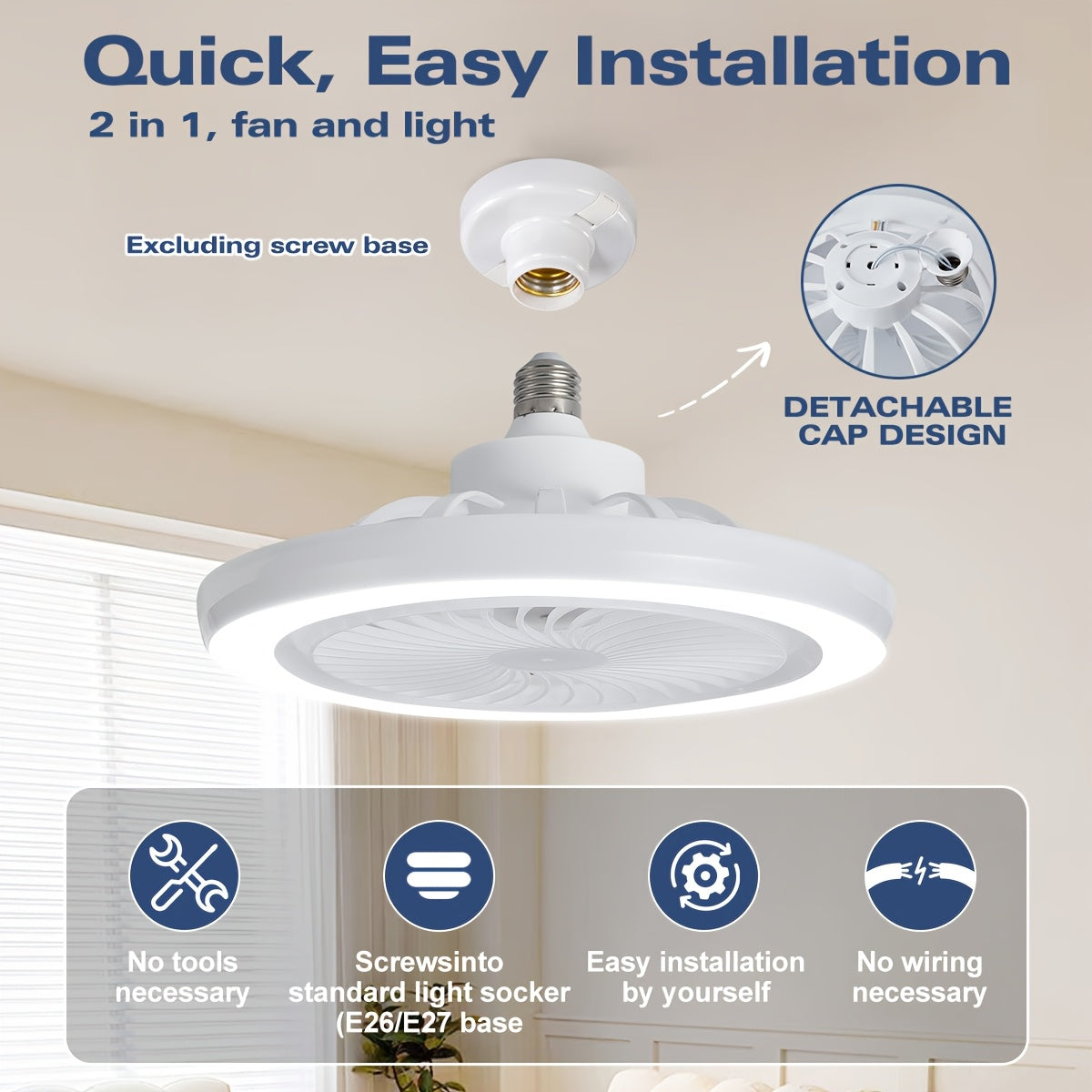 Ventilateur de Plafond Intelligent avec Lumière LED – Bivolt